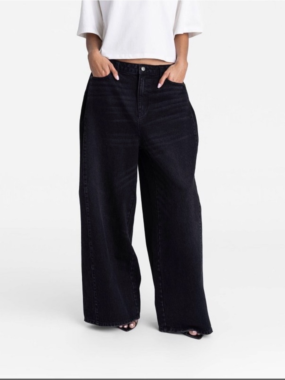 KBB Wide Leg Low-Rise Women’s Jeans - Black